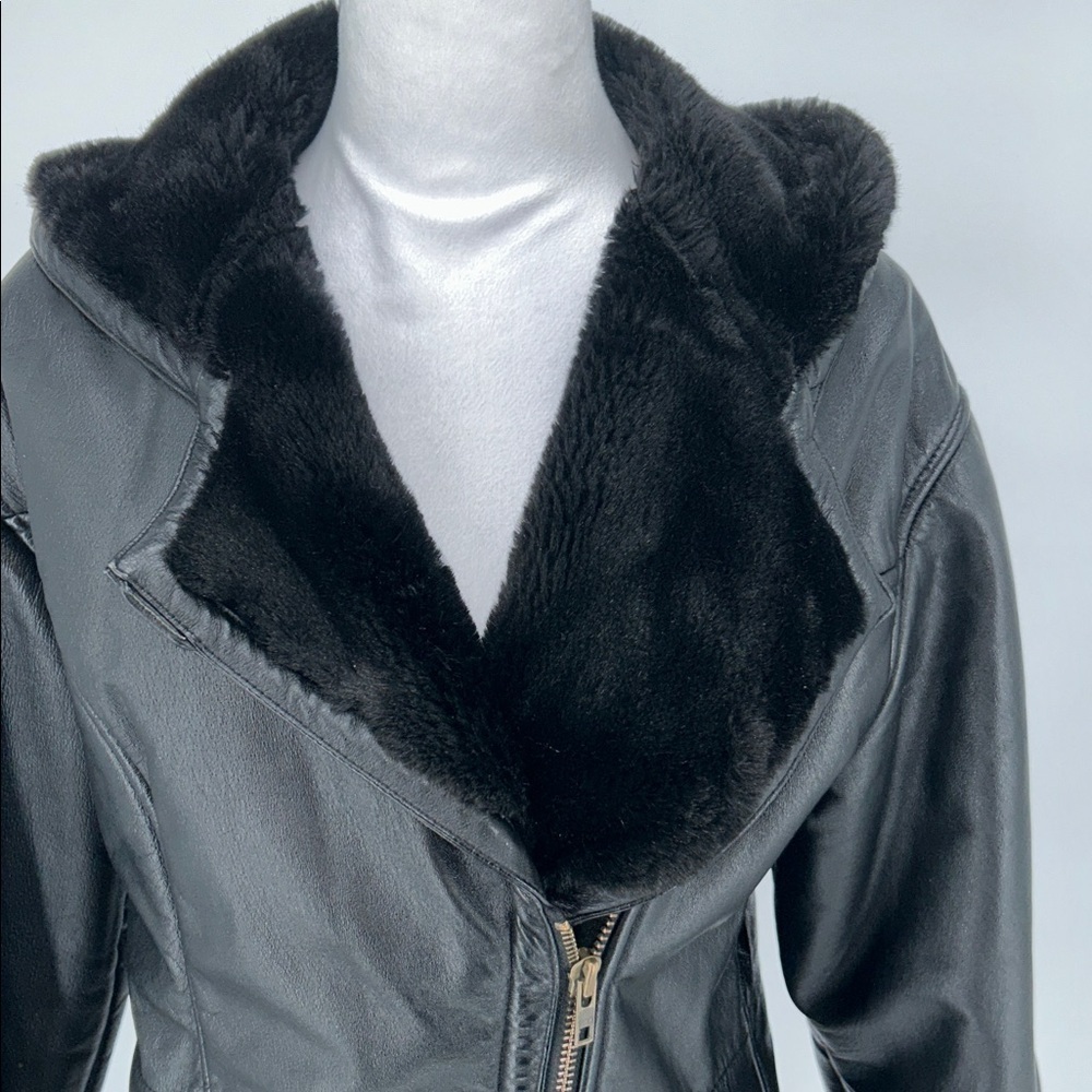 Wilsons Leather Genevieve Jacket Womens Small Black Faux Fur Liner c-6 - Picture 4 of 16